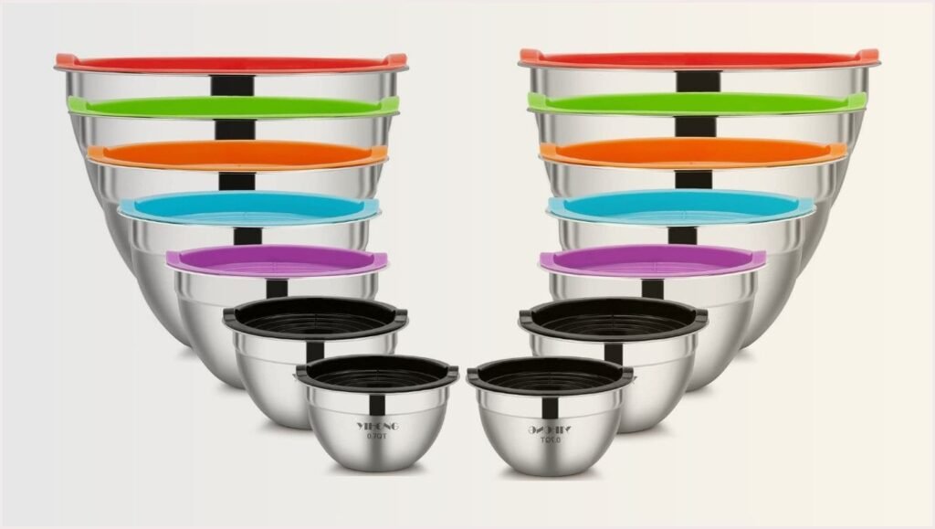 YIHONG 7 Piece Metal Mixing Bowls with Lids (1)