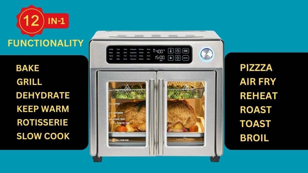 Emeril Lagasse Extra Large French Door Air Fryer Toaster baking Oven Combo (1) Emeril Lagasse Extra Large French Door Air Fryer Toaster baking Oven Combo